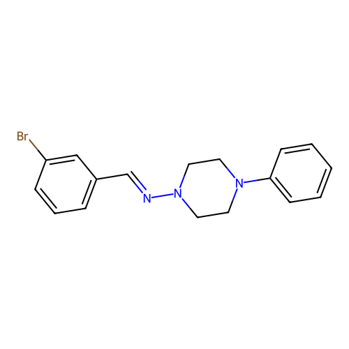 N-[(E)-(3-bromophenyl)methylidene]-4-phenylpiperazin-1-amine structure