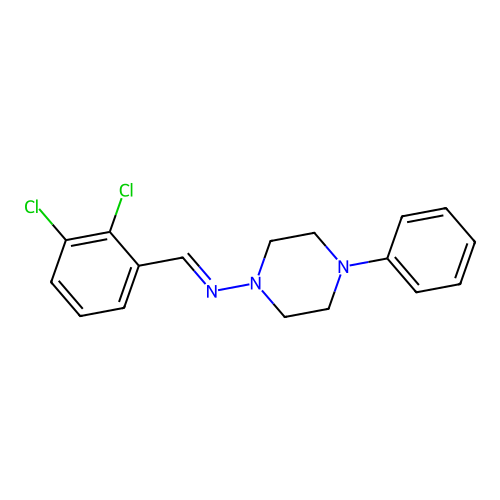 (E)-N-(2,3-dichlorobenzylidene)-4-phenylpiperazin-1-amine structure