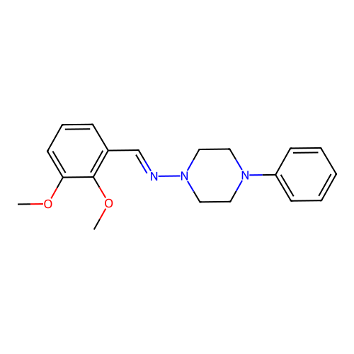 (E)-N-(2,3-dimethoxybenzylidene)-4-phenylpiperazin-1-amine structure