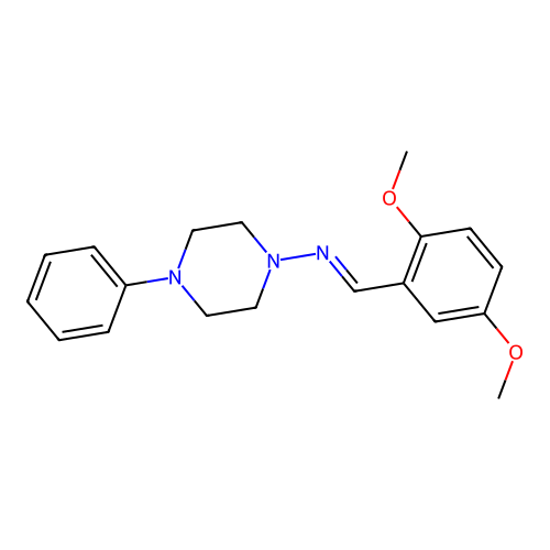 (E)-N-(2,5-dimethoxybenzylidene)-4-phenylpiperazin-1-amine structure