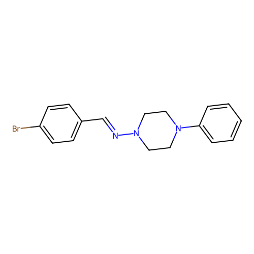 N-(4-Bromobenzylidene)-4-phenyl-1-piperazinamine structure