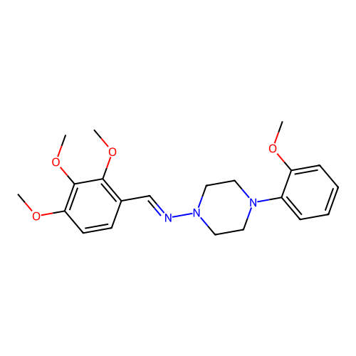 4-(2-methoxyphenyl)-N-(2,3,4-trimethoxybenzylidene)-1-piperazinamine structure