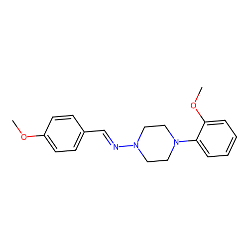 (E)-N-(4-methoxybenzylidene)-4-(2-methoxyphenyl)piperazin-1-amine structure