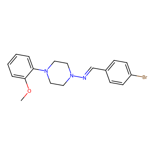 (E)-N-(4-bromobenzylidene)-4-(2-methoxyphenyl)piperazin-1-amine structure