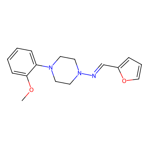 N-[(E)-furan-2-ylmethylidene]-4-(2-methoxyphenyl)piperazin-1-amine structure