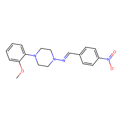 N-[4-(2-methoxyphenyl)piperazin-1-yl]-1-(4-nitrophenyl)methanimine structure
