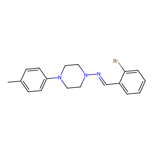 N-[(E)-(2-bromophenyl)methylidene]-4-(4-methylphenyl)-1-piperazinamine structure