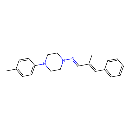 (2-Methyl-3-phenyl-allylidene)-(4-p-tolyl-piperazin-1-yl)-amine structure