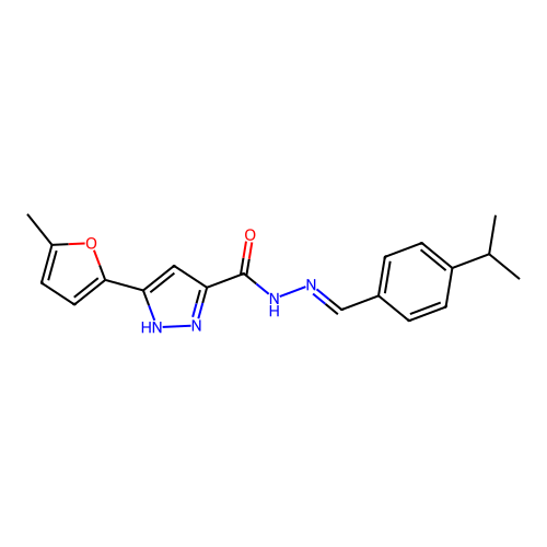 (E)-N'-(4-isopropylbenzylidene)-3-(5-methylfuran-2-yl)-1H-pyrazole-5-carbohydrazide structure
