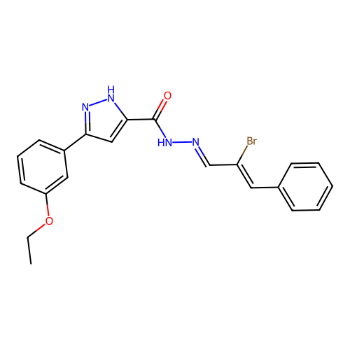 (E)-N'-((Z)-2-bromo-3-phenylallylidene)-3-(3-ethoxyphenyl)-1H-pyrazole-5-carbohydrazide structure