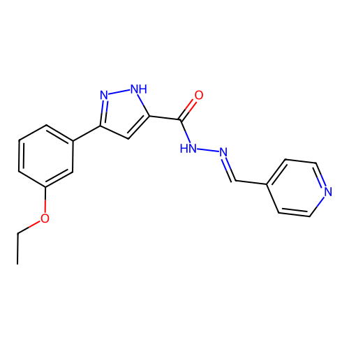 3-(3-ethoxyphenyl)-N'-[(E)-pyridin-4-ylmethylidene]-1H-pyrazole-5-carbohydrazide structure