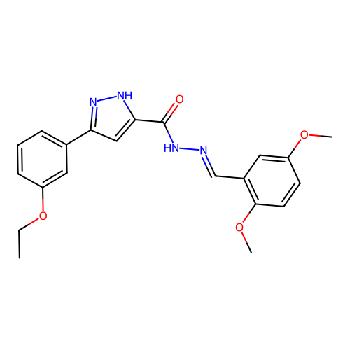N'-[(E)-(2,5-dimethoxyphenyl)methylidene]-3-(3-ethoxyphenyl)-1H-pyrazole-5-carbohydrazide structure