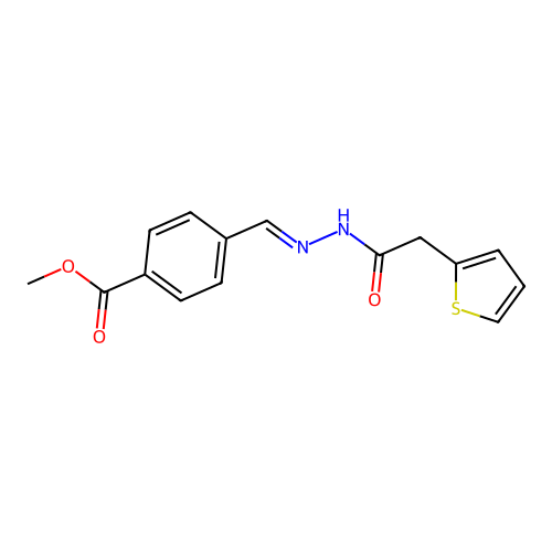 methyl 4-{(E)-[(2-thienylacetyl)hydrazono]methyl}benzoate structure