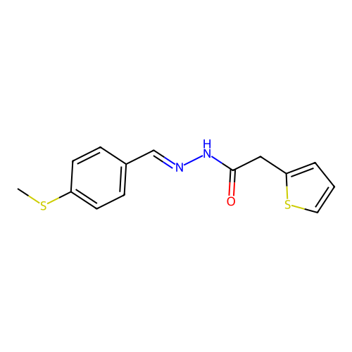 N'-{(E)-[4-(methylsulfanyl)phenyl]methylidene}-2-(thiophen-2-yl)acetohydrazide structure