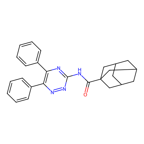 (3r,5r,7r)-N-(5,6-diphenyl-1,2,4-triazin-3-yl)adamantane-1-carboxamide structure