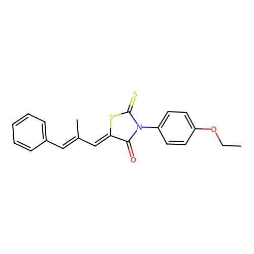 (Z)-3-(4-ethoxyphenyl)-5-((E)-2-methyl-3-phenylallylidene)-2-thioxothiazolidin-4-one structure