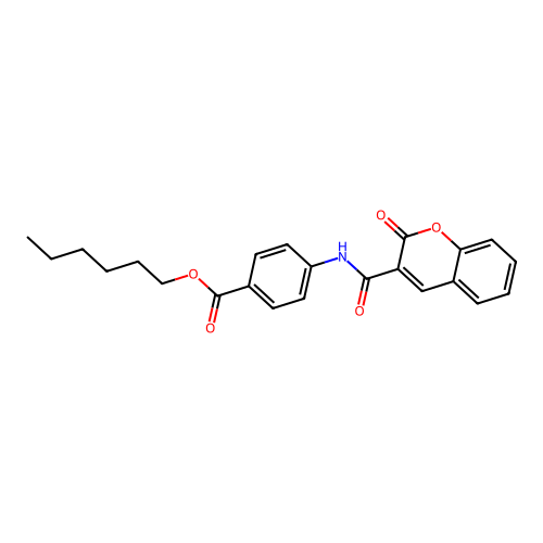 hexyl 4-{[(2-oxo-2H-chromen-3-yl)carbonyl]amino}benzoate structure