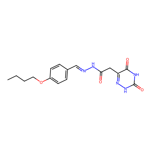 N'-[(E)-(4-butoxyphenyl)methylidene]-2-(3,5-dioxo-2,3,4,5-tetrahydro-1,2,4-triazin-6-yl)acetohydrazide structure