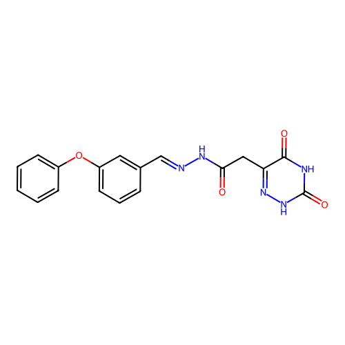 2-(3,5-dihydroxy-1,2,4-triazin-6-yl)-N'-[(E)-(3-phenoxyphenyl)methylidene]acetohydrazide structure