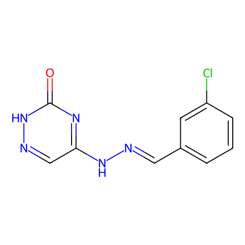 5-[(2E)-2-(3-chlorobenzylidene)hydrazinyl]-1,2,4-triazin-3-ol structure