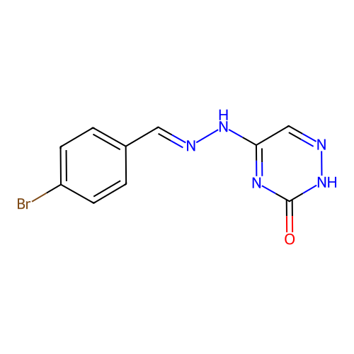 5-[(2E)-2-(4-bromobenzylidene)hydrazinyl]-1,2,4-triazin-3-ol structure
