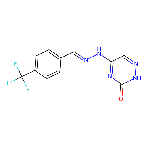 5-{(2E)-2-[4-(trifluoromethyl)benzylidene]hydrazinyl}-1,2,4-triazin-3-ol structure
