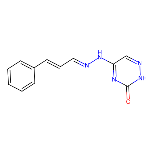 5-((E)-2-((E)-3-phenylallylidene)hydrazinyl)-1,2,4-triazin-3(2H)-one structure