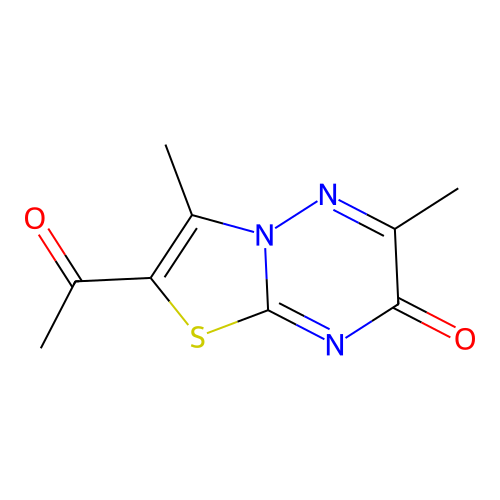 2-Acetyl-3,6-dimethyl-thiazolo[3,2-b][1,2,4]triazin-7-one structure