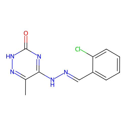 5-[(2E)-2-(2-chlorobenzylidene)hydrazinyl]-6-methyl-1,2,4-triazin-3-ol structure