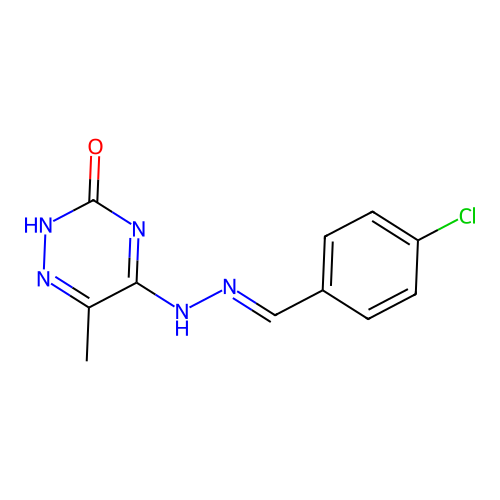 5-[(2E)-2-(4-chlorobenzylidene)hydrazinyl]-6-methyl-1,2,4-triazin-3-ol structure