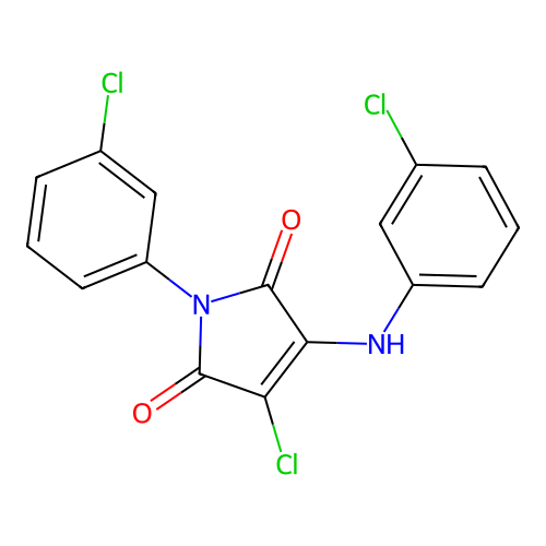 3-chloro-1-(3-chlorophenyl)-4-((3-chlorophenyl)amino)-1H-pyrrole-2,5-dione structure