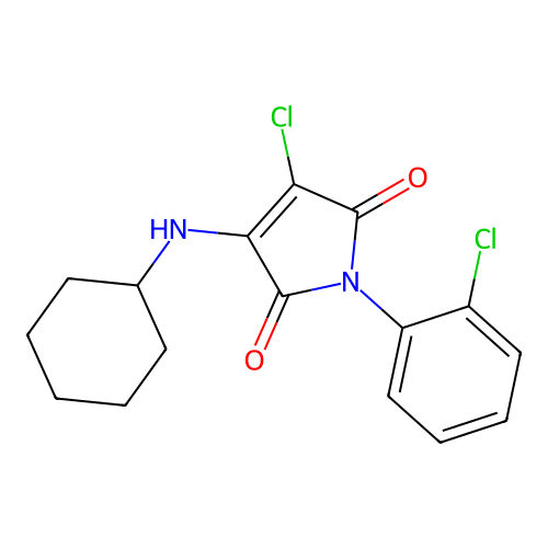 3-chloro-1-(2-chlorophenyl)-4-(cyclohexylamino)-1H-pyrrole-2,5-dione structure