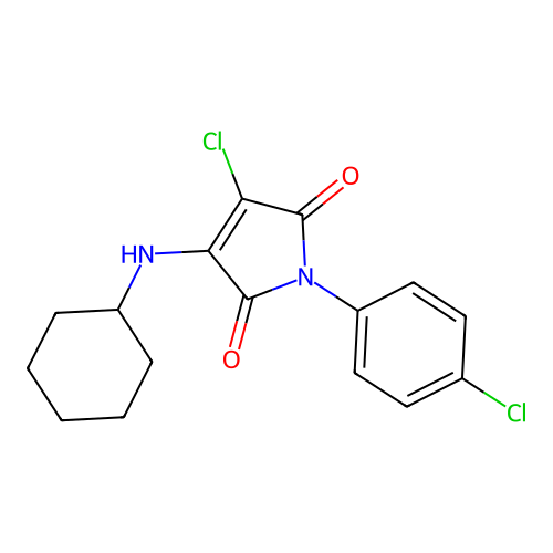 3-chloro-1-(4-chlorophenyl)-4-(cyclohexylamino)-1H-pyrrole-2,5-dione structure