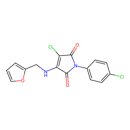 3-chloro-1-(4-chlorophenyl)-4-((furan-2-ylmethyl)amino)-1H-pyrrole-2,5-dione structure