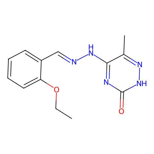 5-[(2E)-2-(2-ethoxybenzylidene)hydrazinyl]-6-methyl-1,2,4-triazin-3-ol structure