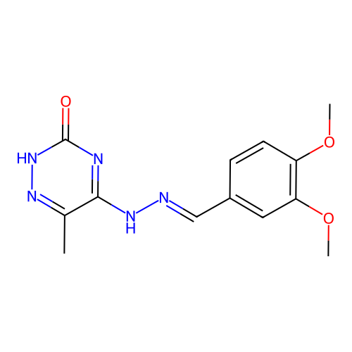 3,4-dimethoxybenzaldehyde (6-methyl-3-oxo-2,3-dihydro-1,2,4-triazin-5-yl)hydrazone structure