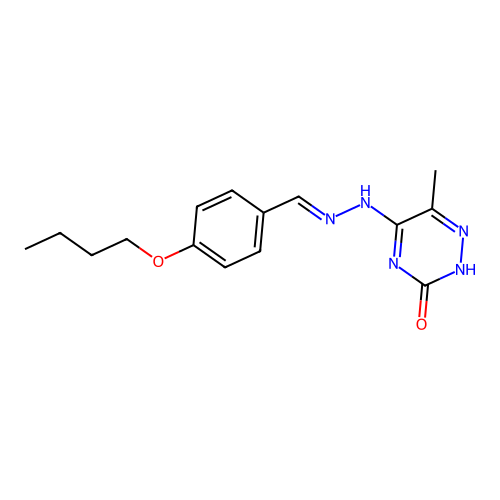 5-[(2E)-2-(4-butoxybenzylidene)hydrazinyl]-6-methyl-1,2,4-triazin-3-ol structure