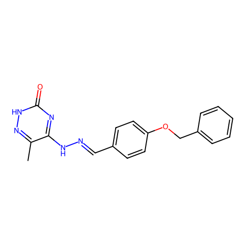 5-{(2E)-2-[4-(benzyloxy)benzylidene]hydrazinyl}-6-methyl-1,2,4-triazin-3-ol structure