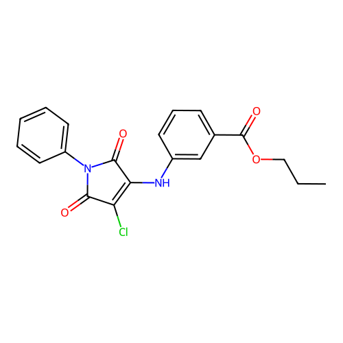 propyl 3-[(4-chloro-2,5-dioxo-1-phenyl-2,5-dihydro-1H-pyrrol-3-yl)amino]benzoate structure