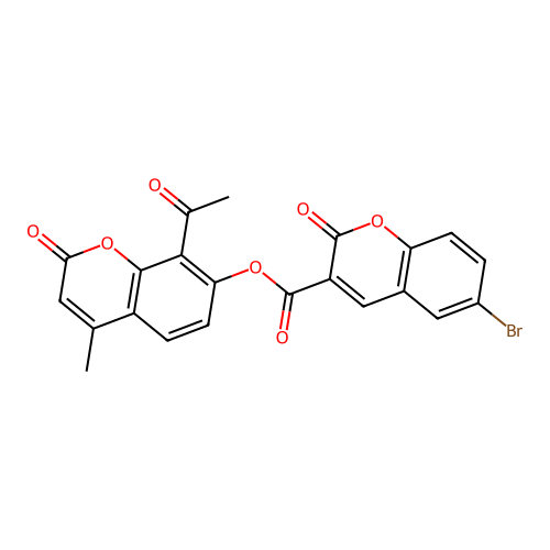 8-acetyl-4-methyl-2-oxo-2H-chromen-7-yl 6-bromo-2-oxo-2H-chromene-3-carboxylate structure