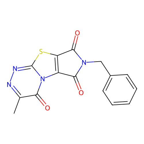 3-Methyl-7-benzylazolino[3,4-d]1,2,4-triazino[3,4-b]1,3-thiazoline-4,6,8-trion e structure