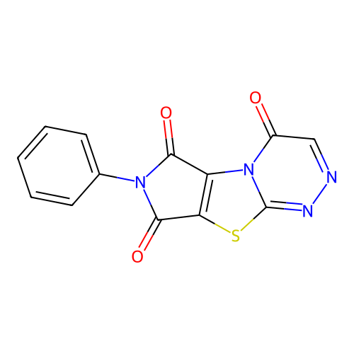 7-Phenylazolino[3,4-d]1,2,4-triazino[3,4-b]1,3-thiazoline-4,6,8-trione structure