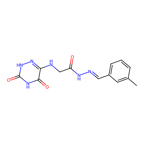 (E)-2-((3,5-dioxo-2,3,4,5-tetrahydro-1,2,4-triazin-6-yl)amino)-N'-(3-methylbenzylidene)acetohydrazide structure