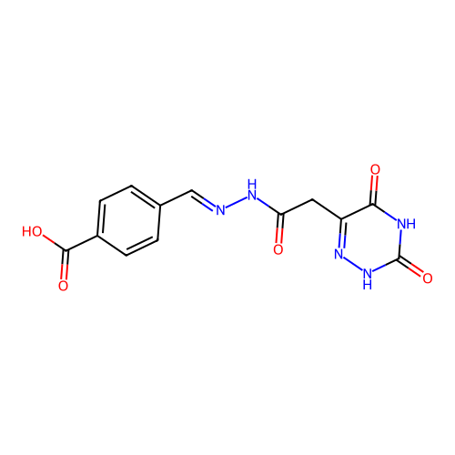 4-[(E)-[[2-(3,5-dioxo-2H-1,2,4-triazin-6-yl)acetyl]hydrazinylidene]methyl]benzoic acid structure
