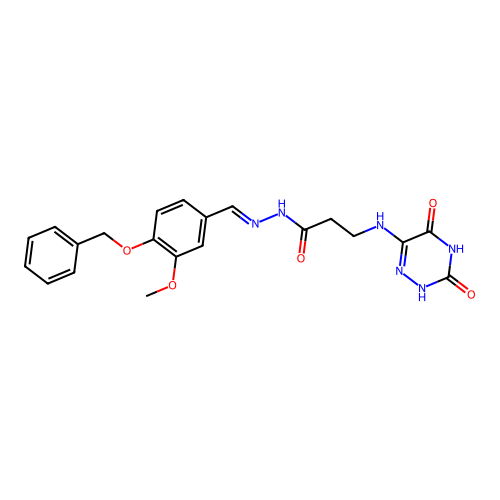 3-[(3,5-dioxo-2H-1,2,4-triazin-6-yl)amino]-N-[(E)-(3-methoxy-4-phenylmethoxyphenyl)methylideneamino]propanamide structure