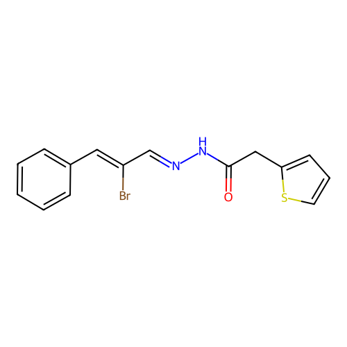N'-(2-bromo-3-phenyl-2-propen-1-ylidene)-2-(2-thienyl)acetohydrazide structure