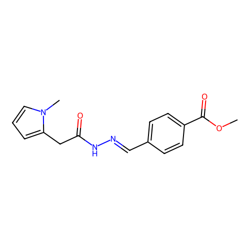Methyl 4-(2-((1-methyl-1H-pyrrol-2-YL)acetyl)carbohydrazonoyl)benzoate structure