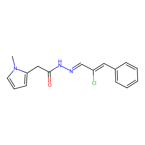(E)-N'-((Z)-2-chloro-3-phenylallylidene)-2-(1-methyl-1H-pyrrol-2-yl)acetohydrazide structure