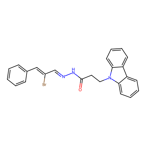 (E)-N'-((Z)-2-bromo-3-phenylallylidene)-3-(9H-carbazol-9-yl)propanehydrazide structure