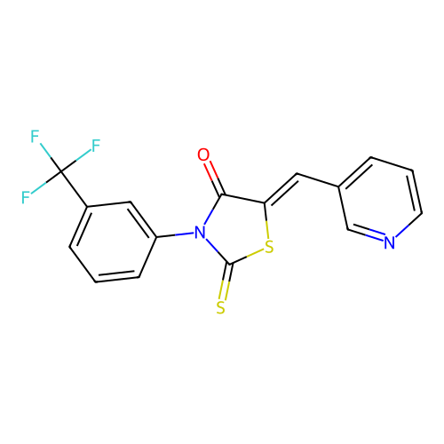 (Z)-5-(pyridin-3-ylmethylene)-2-thioxo-3-(3-(trifluoromethyl)phenyl)thiazolidin-4-one structure